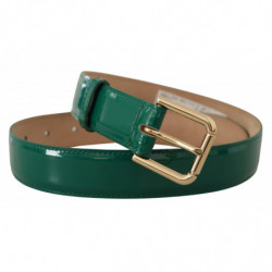 Cintura fibbia logo inciso pelle verniciata verde - 75 CM / 30 INCHES