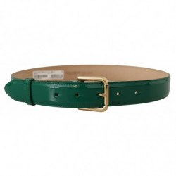 Cintura fibbia logo inciso pelle verniciata verde - 75 CM / 30 INCHES