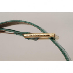 Cintura fibbia logo inciso pelle verniciata verde - 75 CM / 30 INCHES
