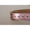Cintura fibbia metallo logo pelle lucida rosa metallizzata - 70 CM