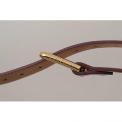 Cintura fibbia metallo logo pelle lucida rosa metallizzata - 70 CM