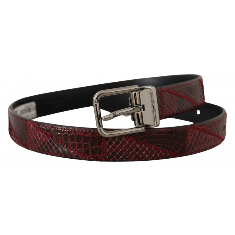Cintura fibbia logo metallo pelle esotica rossa - 75 CM / 30 INCHES