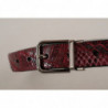 Cintura fibbia logo metallo pelle esotica rossa - 75 CM / 30 INCHES