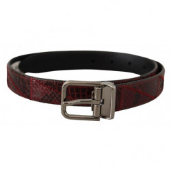 Cintura fibbia logo metallo pelle esotica rossa - 75 CM / 30 INCHES