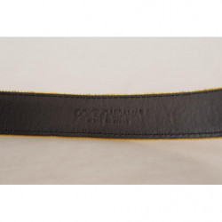 Cintura fibbia metallo inciso logo dorato velluto senape - 65 CM /