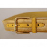 Cintura fibbia logo inciso metallo dorato velluto giallo - 85 CM /