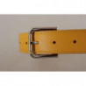 Cintura fibbia metallo logo tono argento pelle gialla - 60 CM / 24