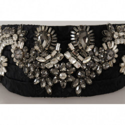 Cintura in vita decorata con cristalli in ottone di seta nera - IT42-M