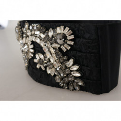 Cintura in vita decorata con cristalli in ottone di seta nera - IT42-M