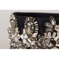 Cintura in vita decorata con cristalli in ottone di seta nera - IT42-M