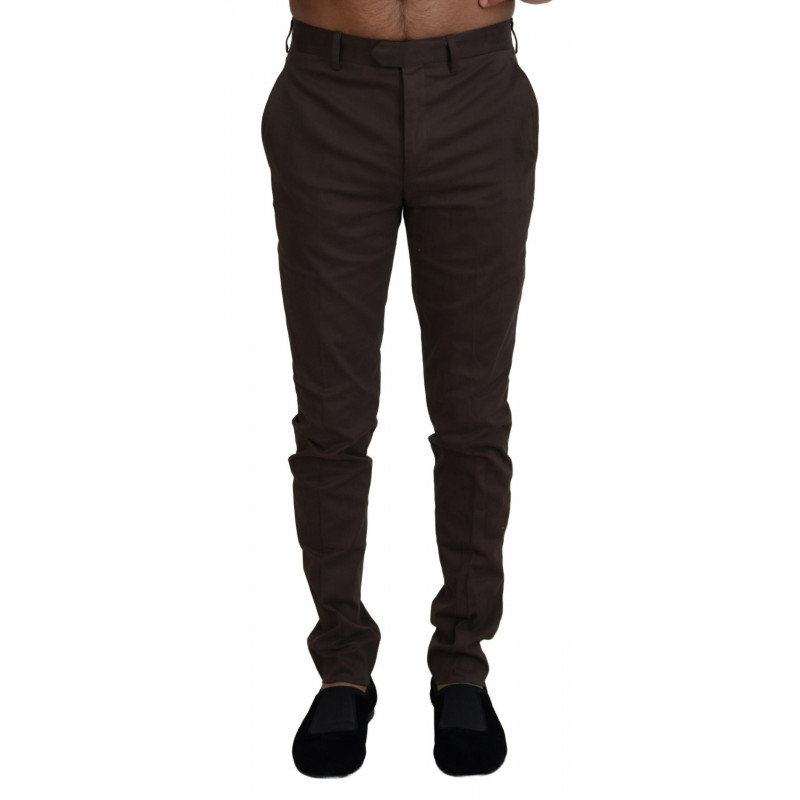 Pantaloni formali da uomo slim fit in cotone marrone - IT46 - S