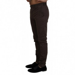 Pantaloni formali da uomo slim fit in cotone marrone - IT46 - S