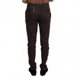 Pantaloni formali da uomo slim fit in cotone marrone - IT46 - S
