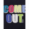 T-shirt nera in cotone con stampa Come Out multicolore - XS