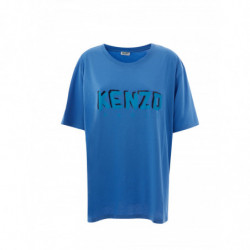 T-shirt in cotone blu con...