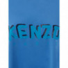 T-shirt in cotone blu con logo dipinto a contrasto - 3XL