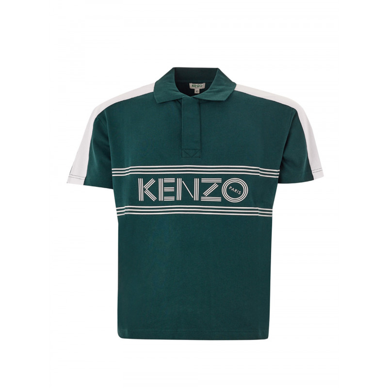 Polo in cotone piquet verde con iconico logo frontale - 3XL
