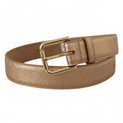 Cintura fibbia metallo tono metallizzato pelle oro rosa - 70 CM / 2