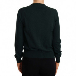 Maglione cardigan con bottoni DG in cashmere verde - IT44-L