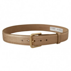 Cintura fibbia metallo tono metallizzato pelle oro rosa - 70 CM / 2