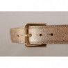Cintura fibbia metallo tono metallizzato pelle oro rosa - 70 CM / 2
