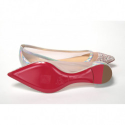 Scarpa con punta piatta in cristalli rosa argento - EU34/US3.5