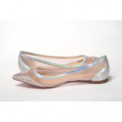 Scarpa con punta piatta in cristalli rosa argento - EU34/US3.5