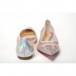 Scarpa con punta piatta in cristalli rosa argento - EU35.5/US5
