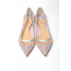 Scarpa con punta piatta in cristalli rosa argento - EU35.5/US5