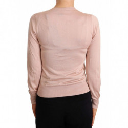 Maglione cardigan con bottoni rosa in maglia di seta rosa - IT48 - XL