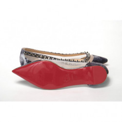 Scarpa a punta piatta argento con stampa multicolor - EU35/US4.5
