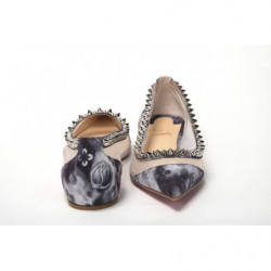 Scarpa a punta piatta argento con stampa multicolor - EU35/US4.5