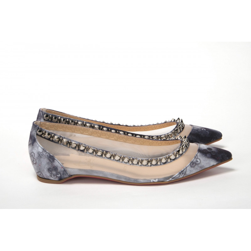 Scarpa a punta piatta argento con stampa multicolor - EU35.5/US5