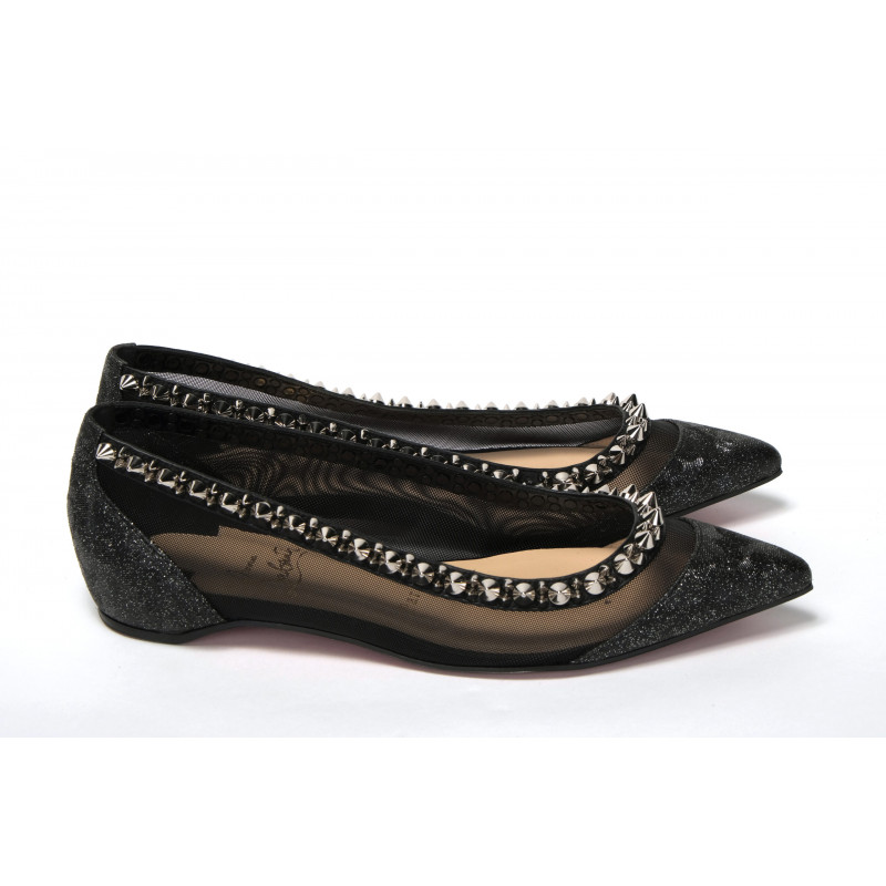 Scarpa a punta piatta nera argento - EU35/US4.5