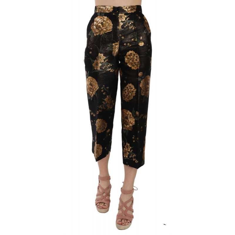 Pantaloni corti jacquard floreali oro nero - IT46 - S