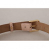 Cintura fibbia vita metallo dorato pelle vitello rosa chiaro - 65 C