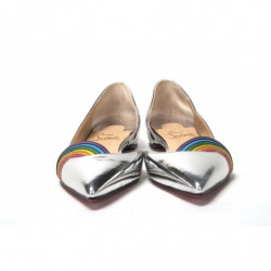 Scarpa a punta piatta in pelle verniciata argento - EU34.5/US4.5