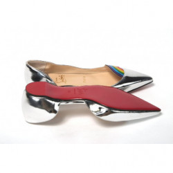 Scarpa a punta piatta in pelle verniciata argento - EU34.5/US4.5