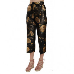 Pantaloni corti jacquard floreali oro nero - IT46 - S