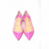 Scarpa punta piatta cristalli pelle scamosciata rosa shocking - EU3