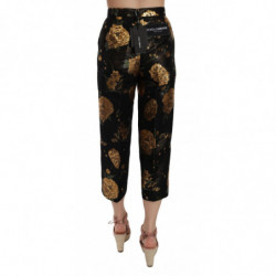 Pantaloni corti jacquard floreali oro nero - IT46 - S