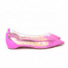 Scarpa punta piatta cristalli pelle scamosciata rosa shocking - EU3