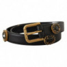 Cintura logo cristalli impreziositi pelle nera - 85 CM / 34 INCHES