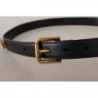 Cintura logo cristalli impreziositi pelle nera - 85 CM / 34 INCHES