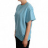 Top girocollo a maniche corte in cotone blu - IT42-M