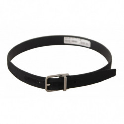 Cintura fibbia metallo tono argento pelle tela nera - 70 CM / 28 IN
