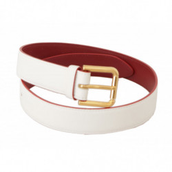 Cintura fibbia metallo dorato bicolore pelle vitello bianca - 70 CM