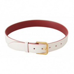 Cintura fibbia metallo dorato bicolore pelle vitello bianca - 70 CM