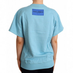 Top girocollo a maniche corte in cotone blu - IT42-M