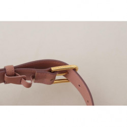 Cintura fibbia metallo logo inciso pelle vitello rosa - 60 CM / 24